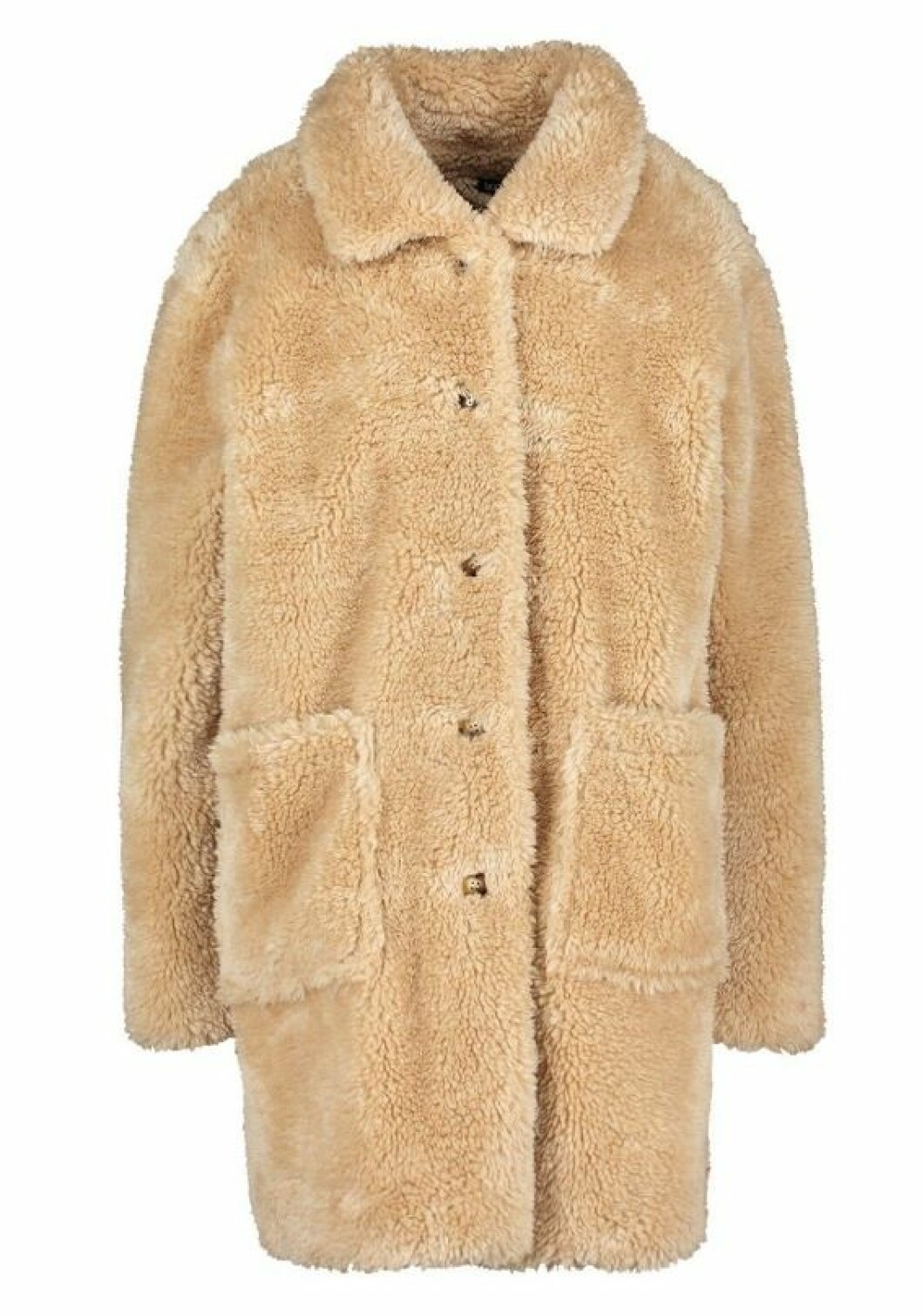 Beige höstkappa i teddy för dam till 2019