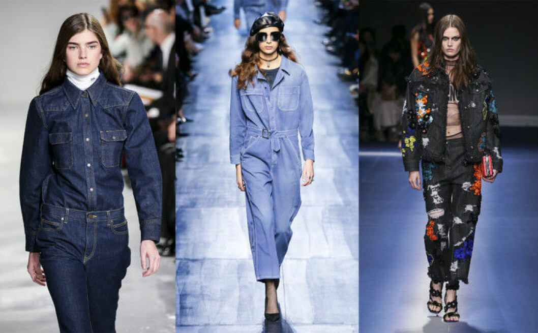 Denimplagg från Calvin Klein, Dior och Versace.