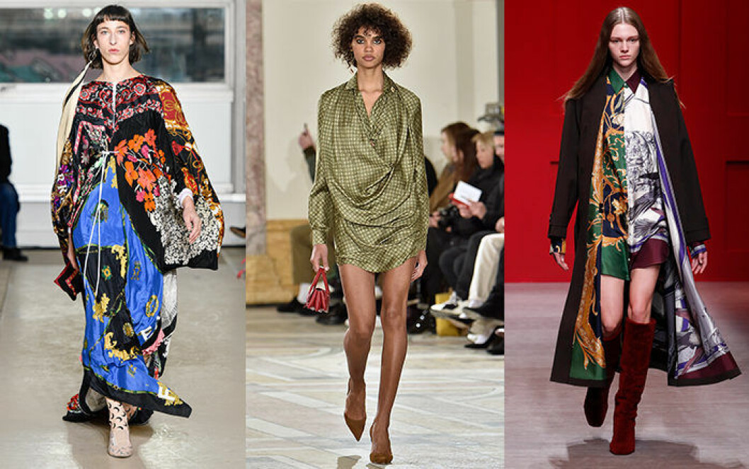 Mariane Serre, Jacquemus och Salvatore Ferraga visade upp siden på catwalken. Höstmode 2018 trender sidenscarfen