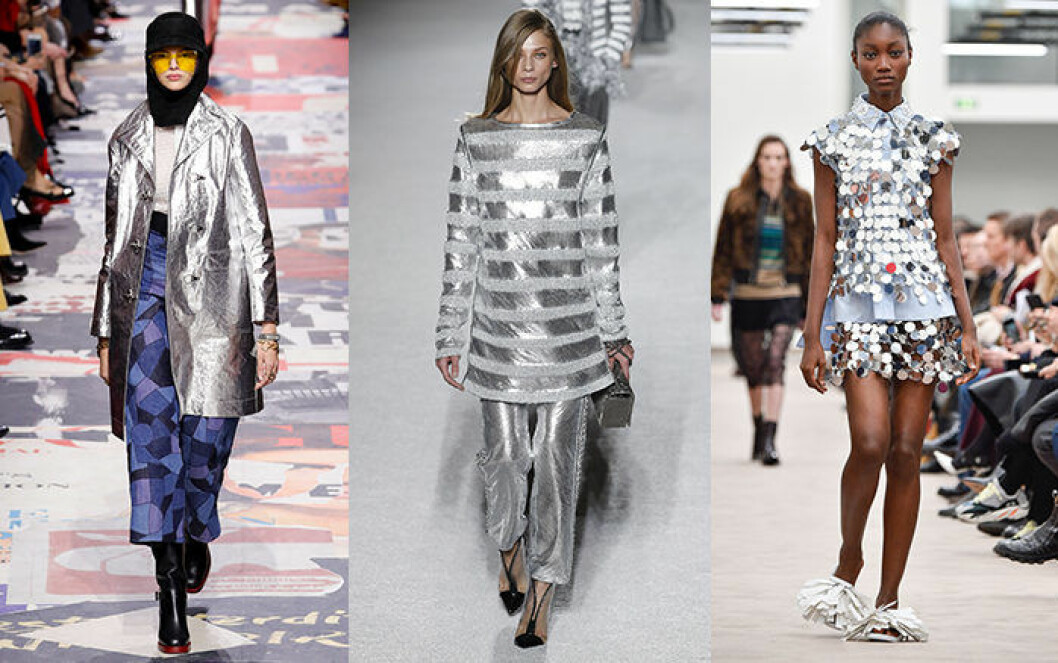 Silver och glitter hos Dior, Balmain och Paco Rabanne. Höstmode 2018 trender silver