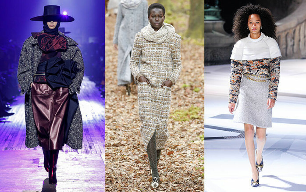 Marc Jacobs, Chanel och Louis Vuitton valde tweed i höstkollektionerna. Höstmode 2018 trender tweed