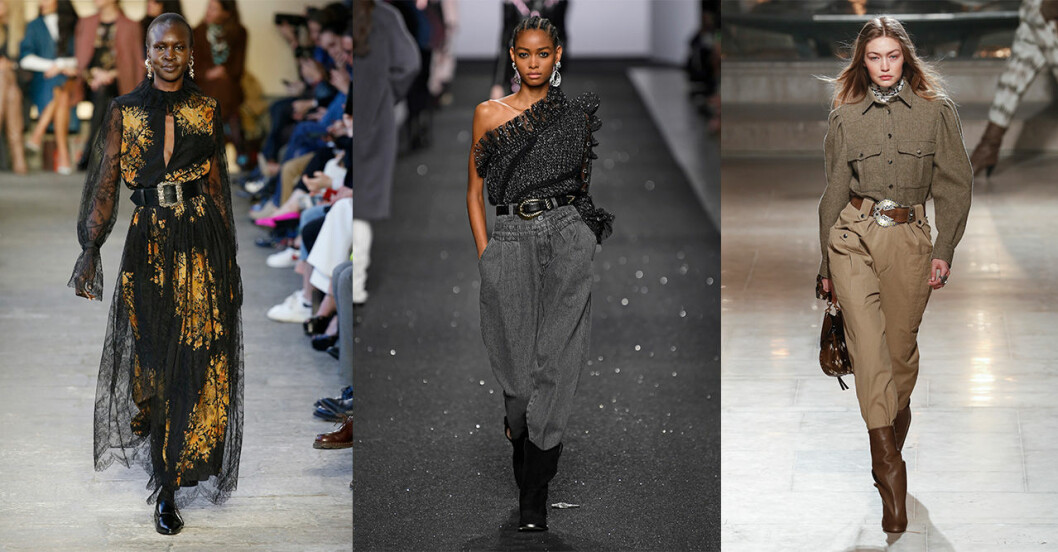 Etro, Alberta Ferretti och Isabel Marant stylade modellerna med skärp inför hösten 2019. Höstmode 2019 trender: Skärp i midjan