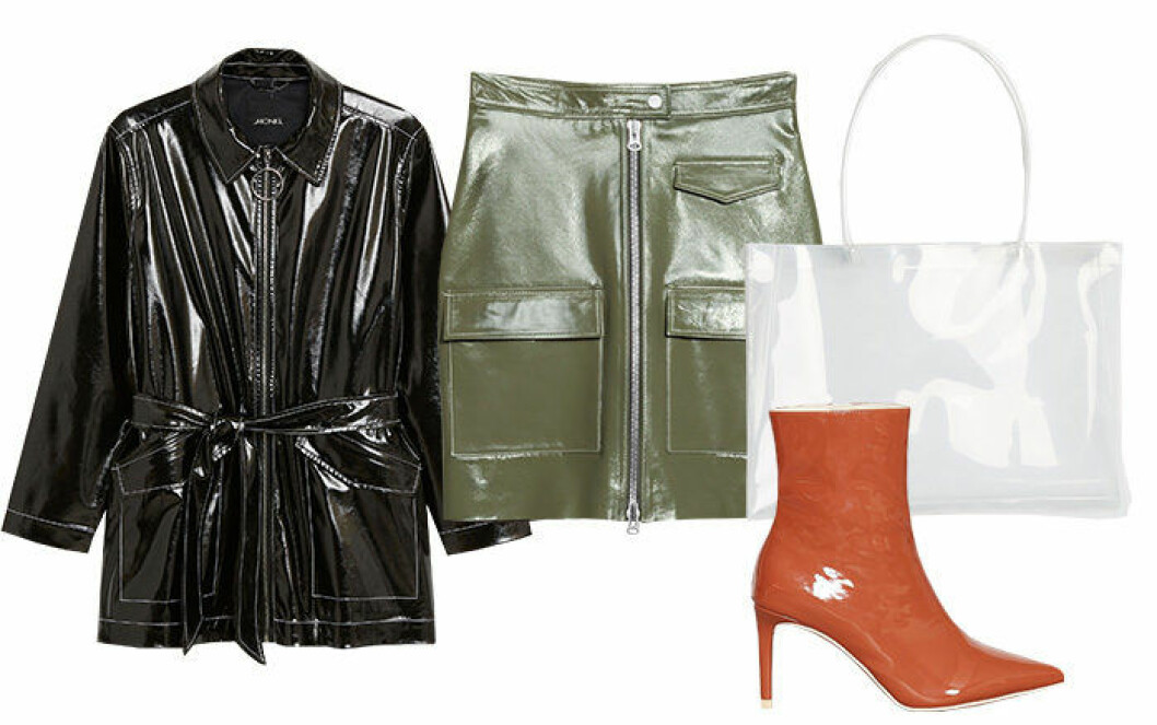 Höstmode 2018 trender glansigt material