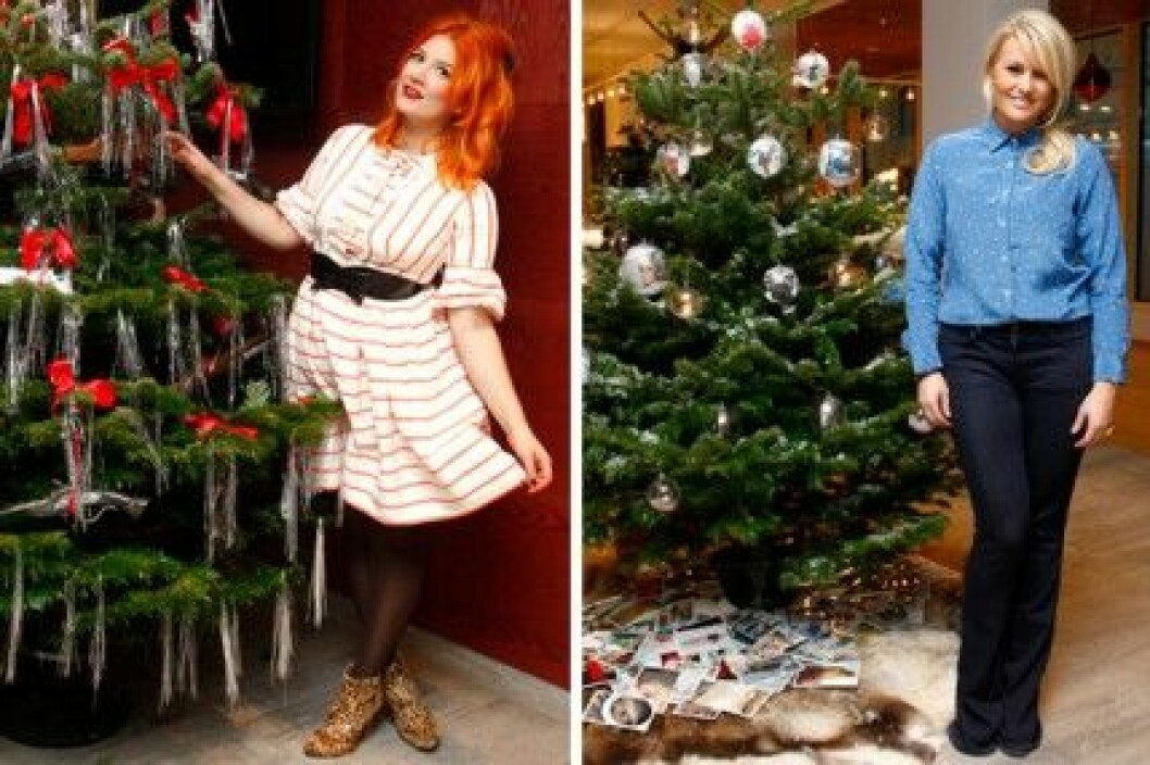 Elsa Billgren och Frida Fahrman med sina julgranar på Hotel Birger Jarl. Elsa Billgren och Frida Fahrman med sina julgranar på Hotel Birger Jarl.