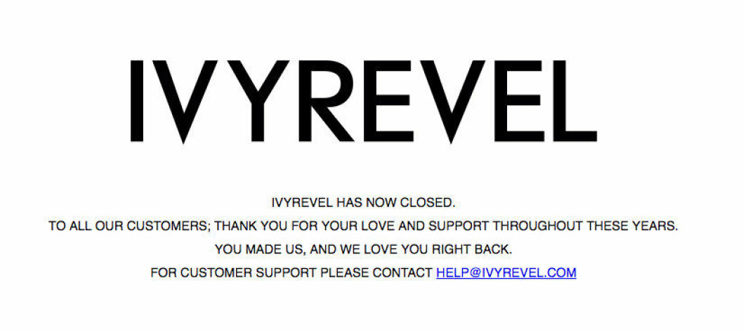 Nu har klädmärket IvyRevel lagts ner. ivyrevel