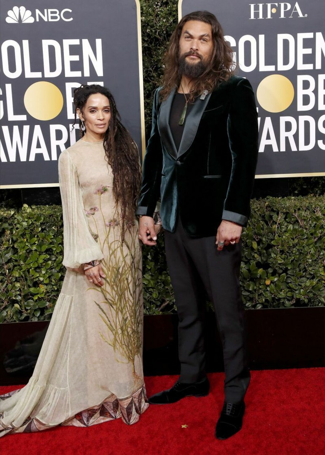 Jason Momoa och Lisa Bonet på Golden Globes.