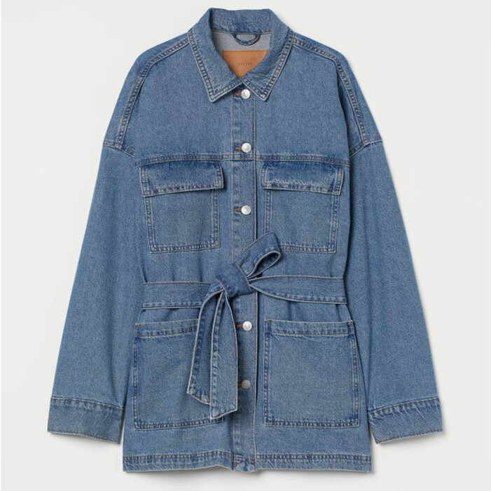 jeansjacka med skärp från H&M