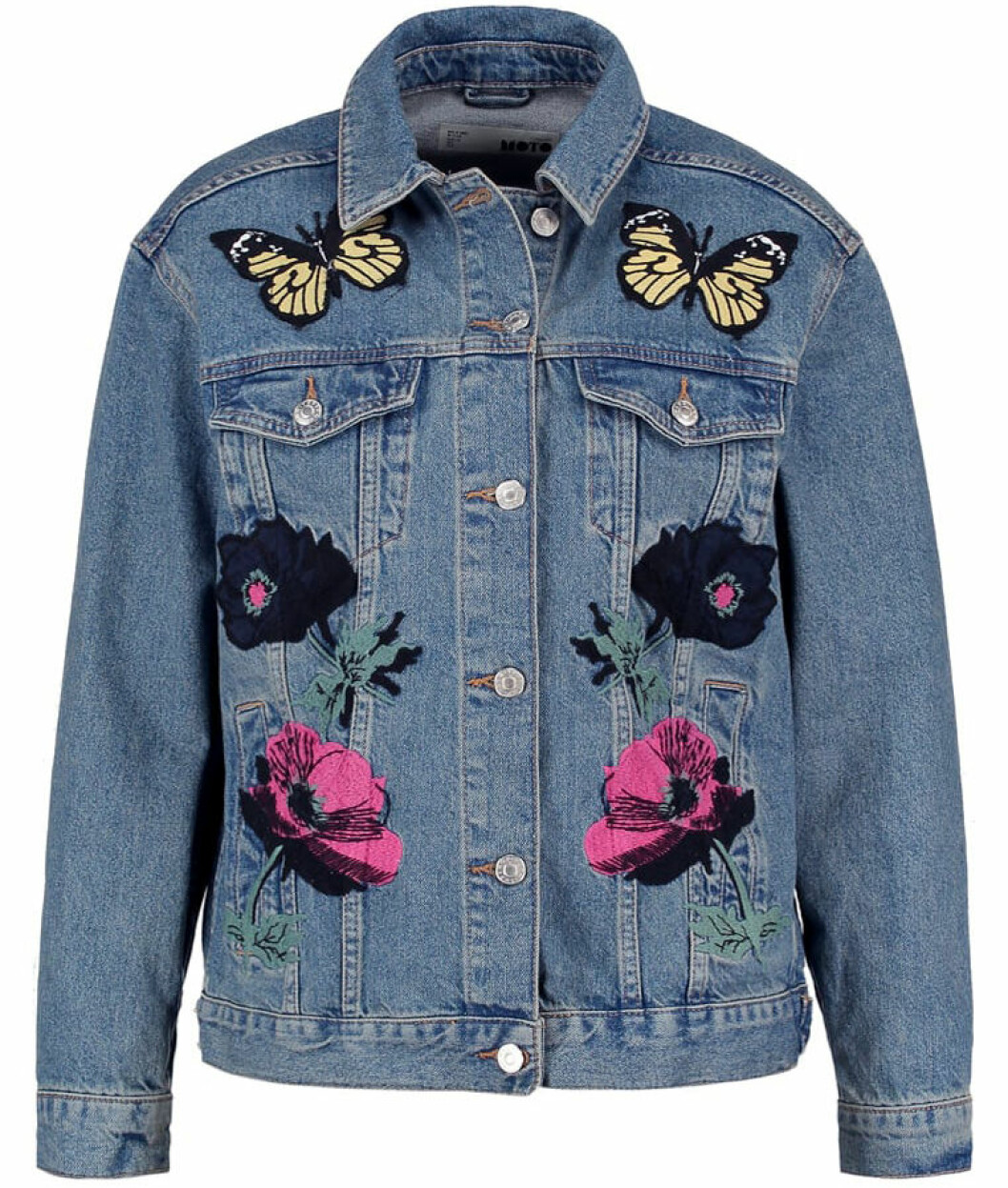 jeansjacka blommor