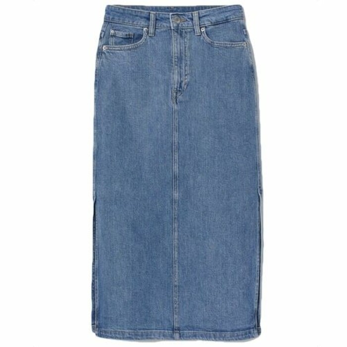 knälång jeanskjol från H&M