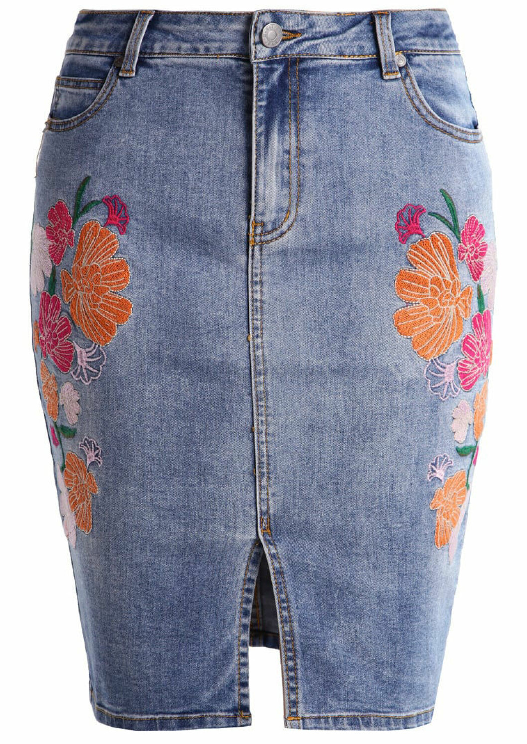 jeanskjol blommig