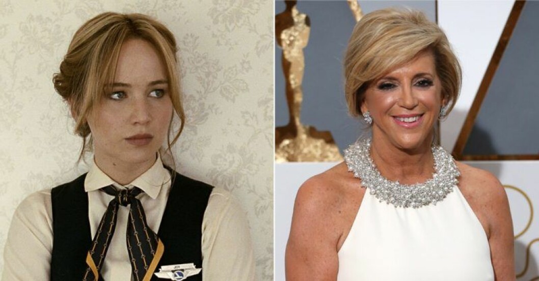 Jennifer Lawrence som Joy Mangano. Jennifer Lawrence och Joy Mangano