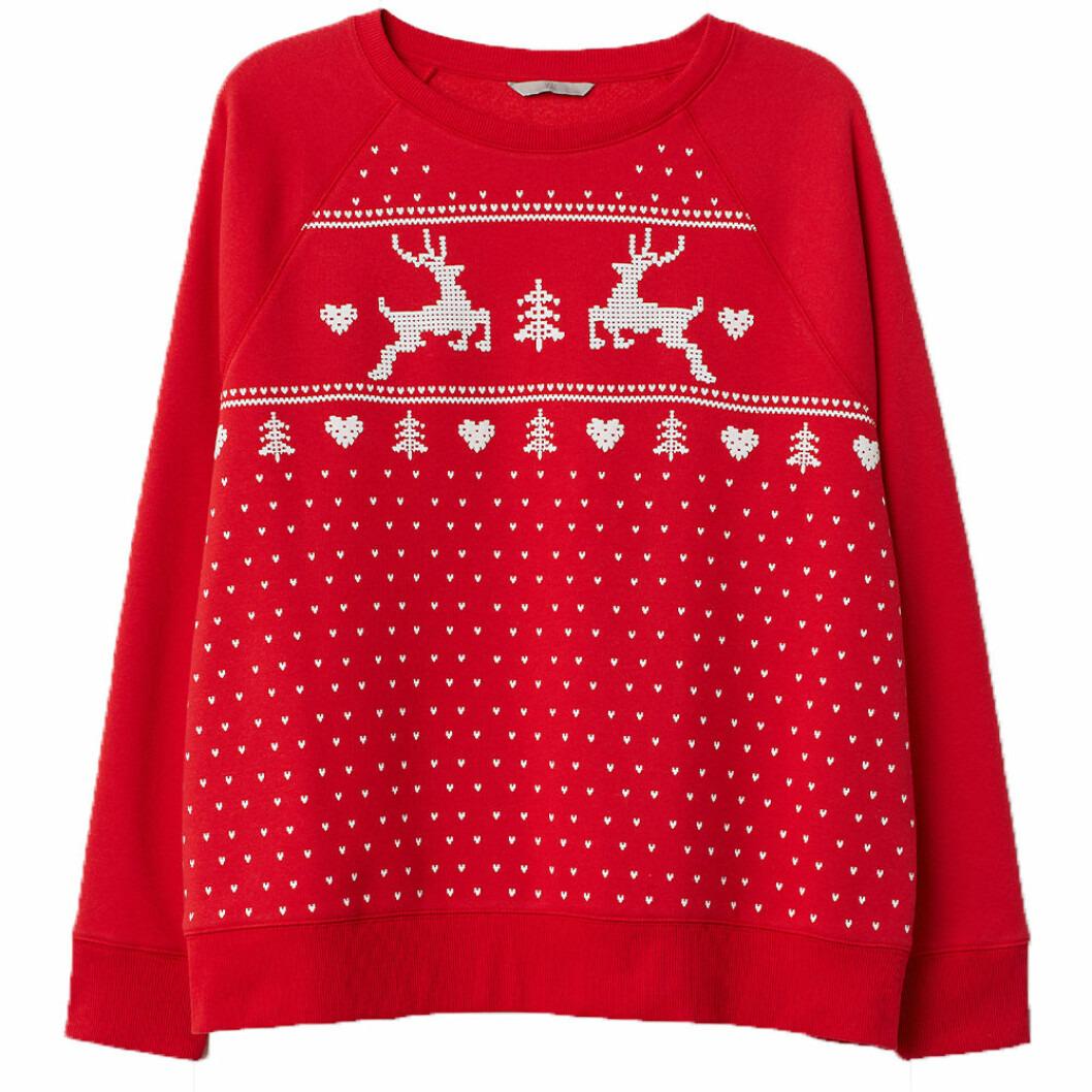 Jultröja i röd färg med julmotiv