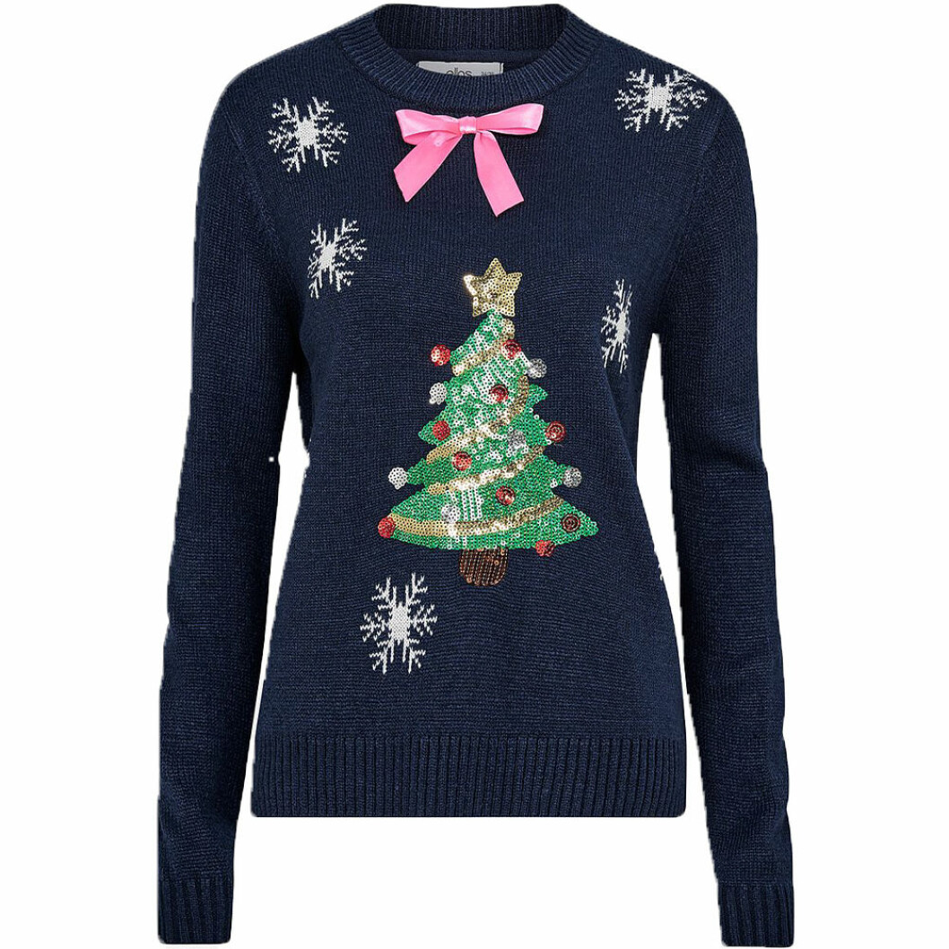 Blå jultröja med julgran
