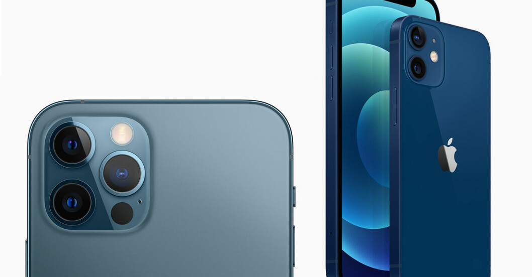 Baksidan och kameran på Pro-modellen vs Iphone 12 Iphone 12 och 12 pro