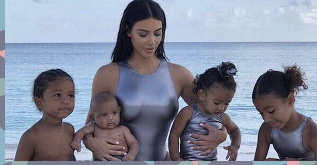kim kardashian med sina barn