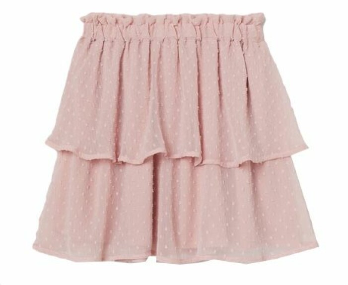 Kort rosa kjol i chiffong från H&M.
