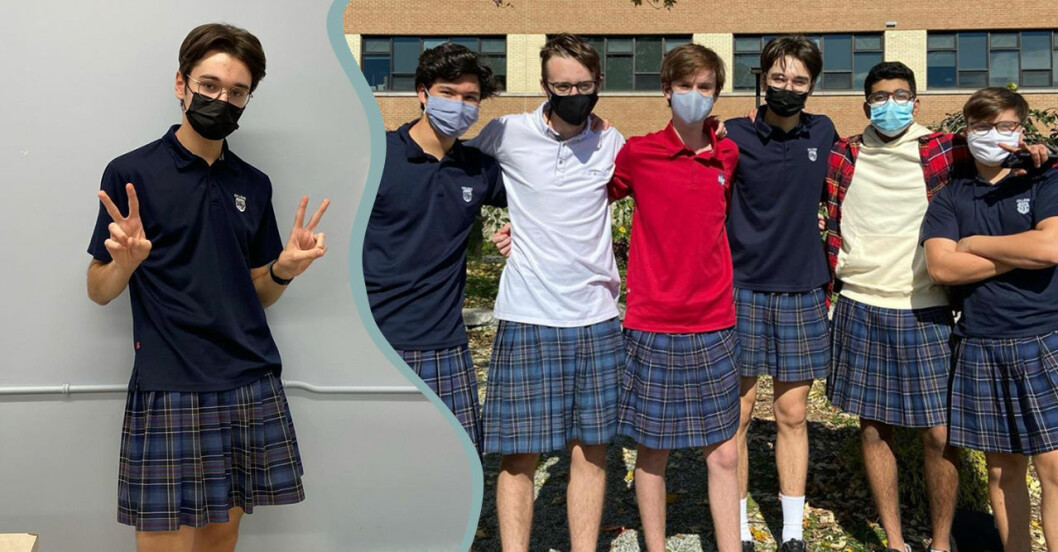 100 tonårskillar kom till skolan i kjol – i protest mot orättvisorna för tjejkompisarna