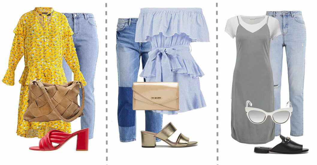 Så stylar du trenden: Klänning över jeans