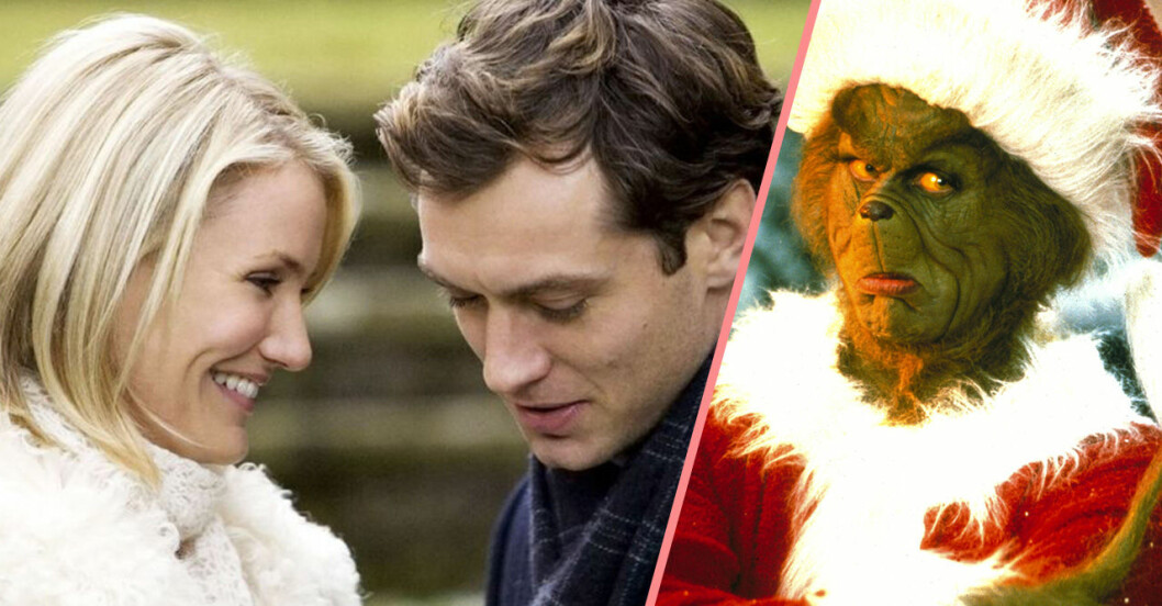 Kollage med scener ur julfilmerna The Holiday och Grinchen
