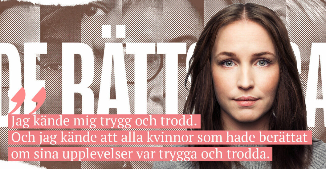 Krönikören Sofia Börjesson och ett citat om metoo-dokumentären De Rättslösa.