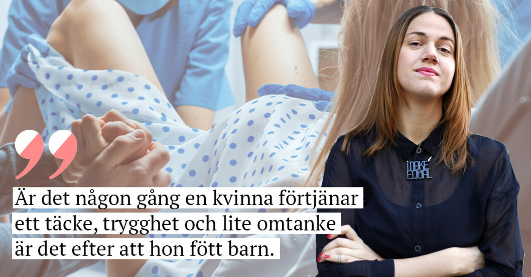 Ida Östensson och en kvinna som föder barn.