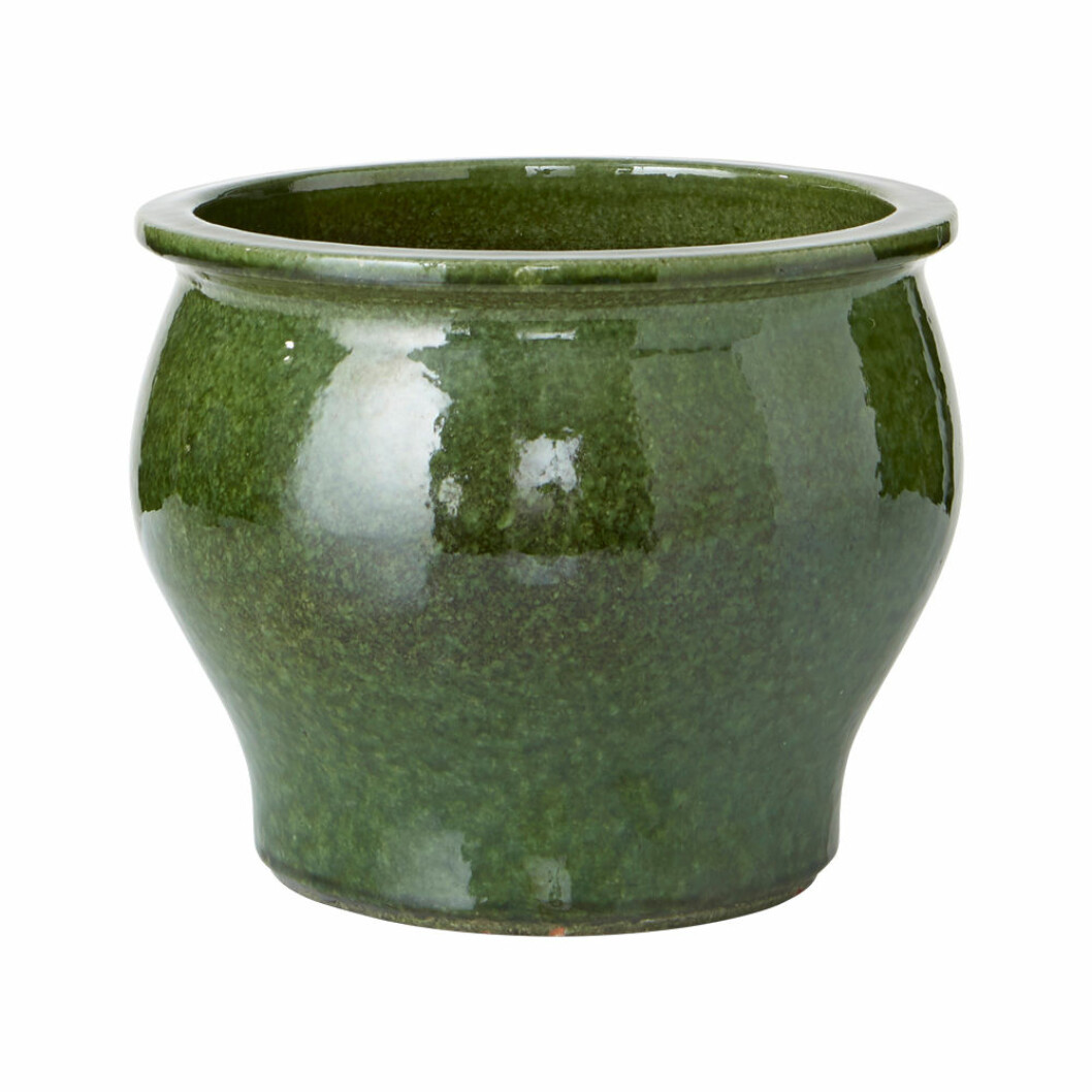 Grön kruka i glaserad keramik från Ellos Home