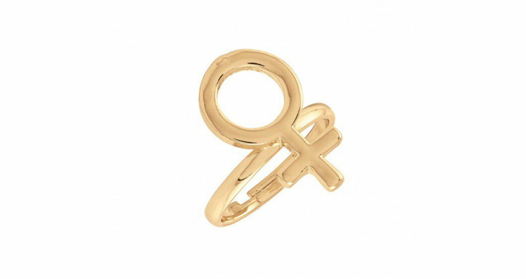 Guldig ring med kvinnosymbol