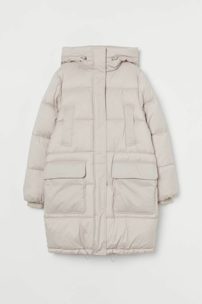 Lång vadderad jacka från H&M