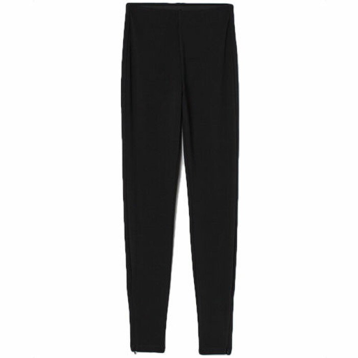 Leggings i mjuk trikå med dragkedja vid bensluten, från H&M.