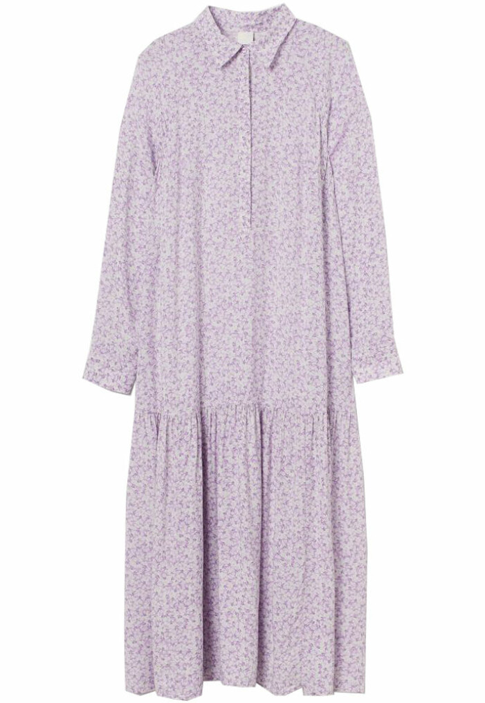 lila blommig skjortklänning från H&M