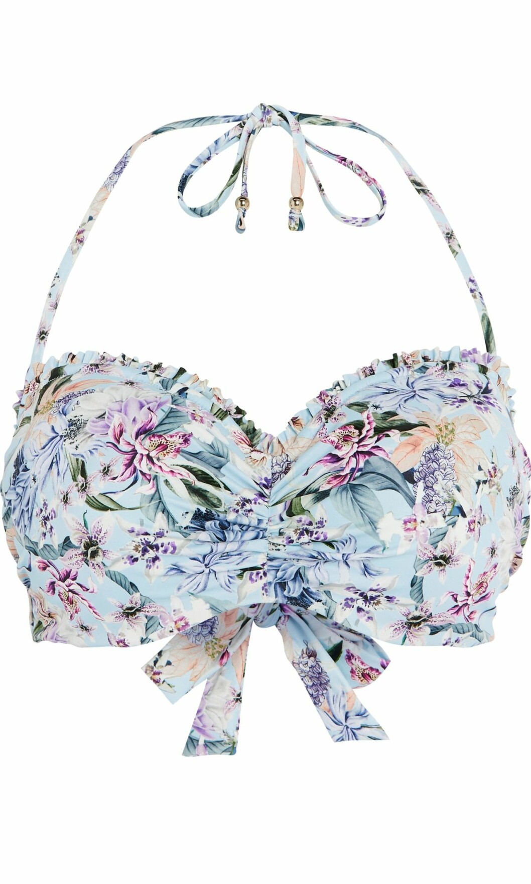 Lindex och By Malinas sommarkollektion – mönstrad bikiniöverdel i blått i större storlek