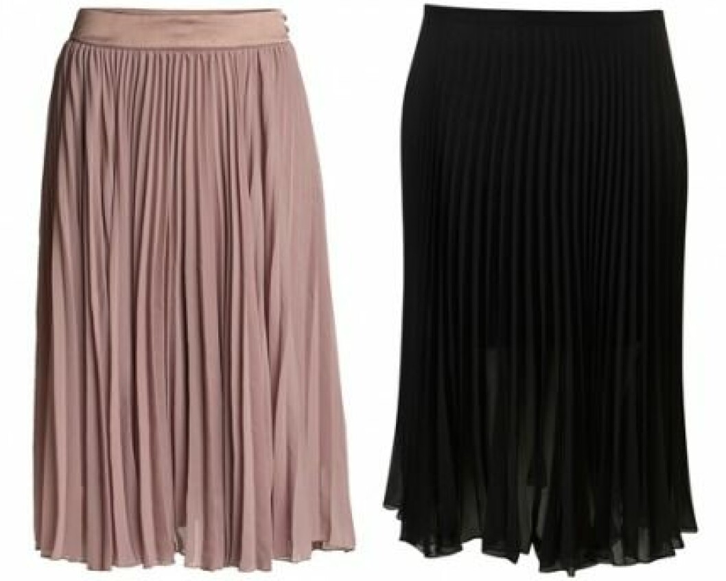 Plisserade kjolar från Lindex och Topshop.