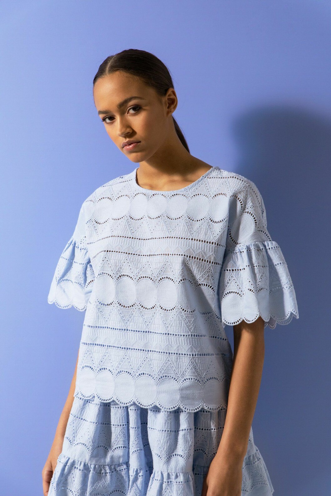 Blått set med blus och kjol från By Malina