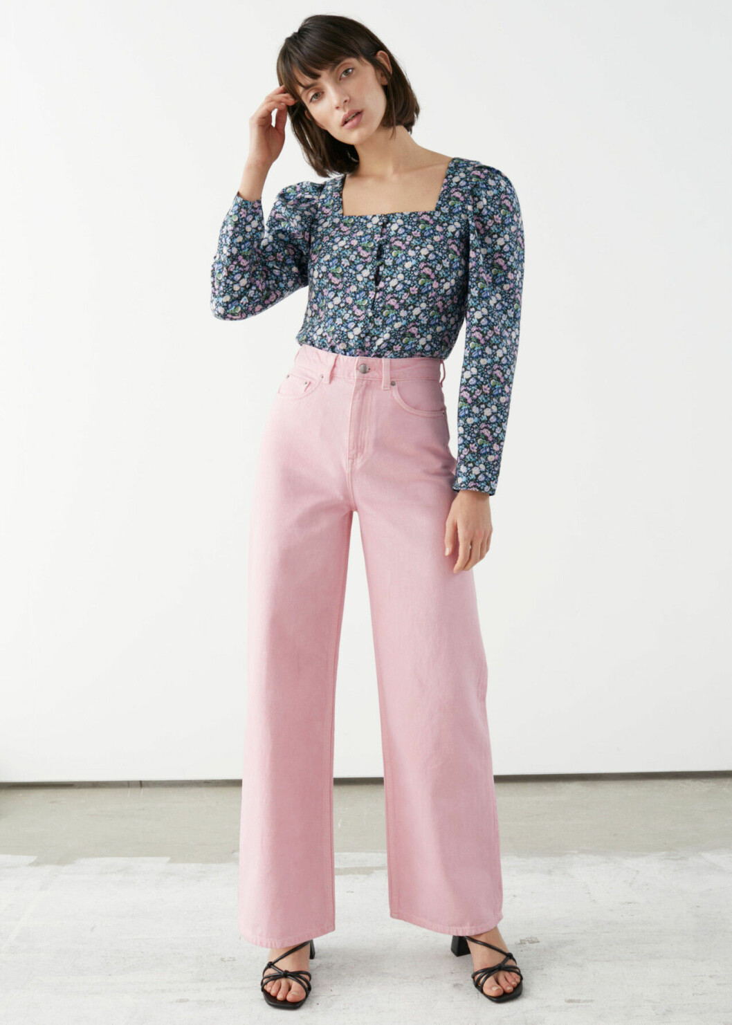 Ljusrosa jeans med hög midja till 2020