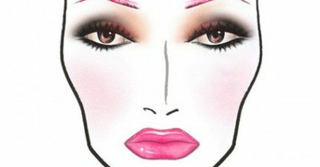 Face chart för Lady Gagas look från MAC. Face chart för Lady Gagas look från MAC.