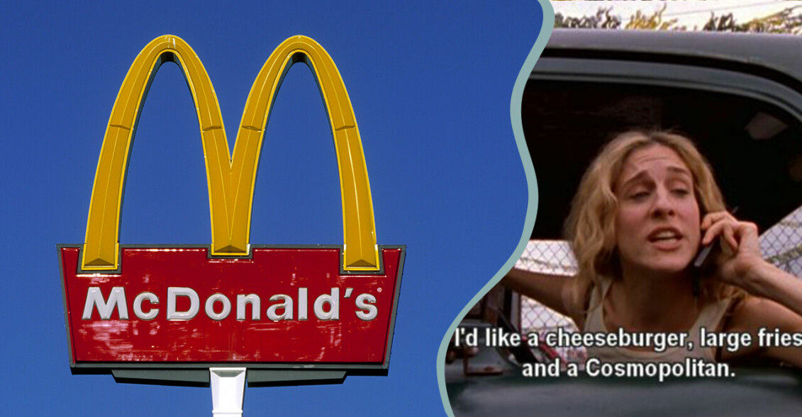 McDonalds-skylt och Carrie beställer.