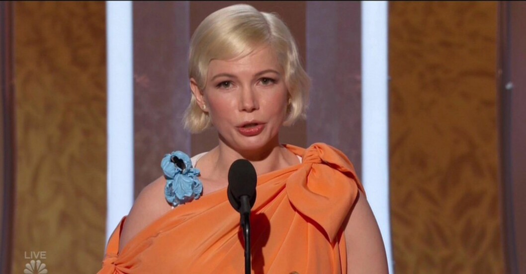 När Michelle Williams mottog sitt pris på Golden Globes 2020 höll hon ett tal om kvinnors rätt att välja här i livet. Michelle Williams på Golden Globes 2020