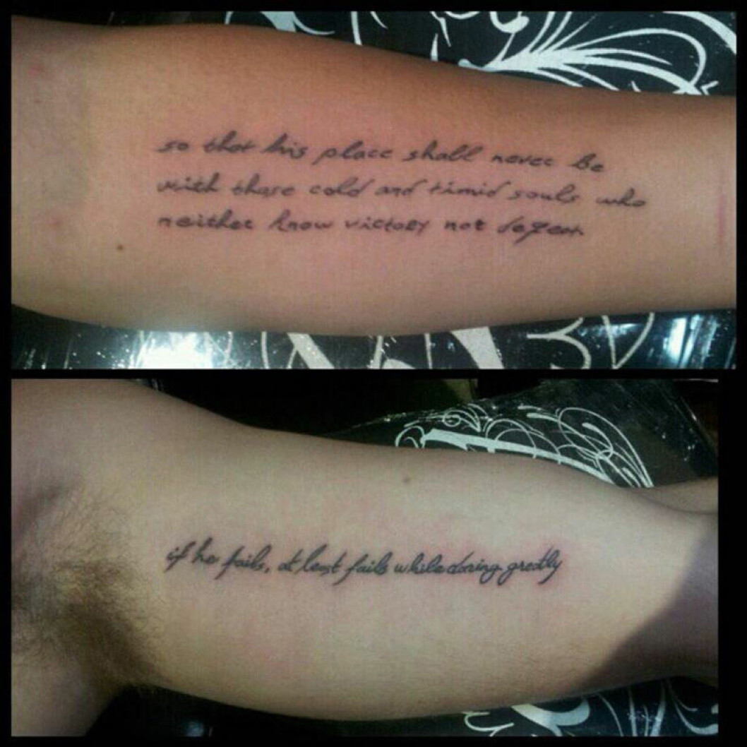 Miley och Liam tatuering text på armen