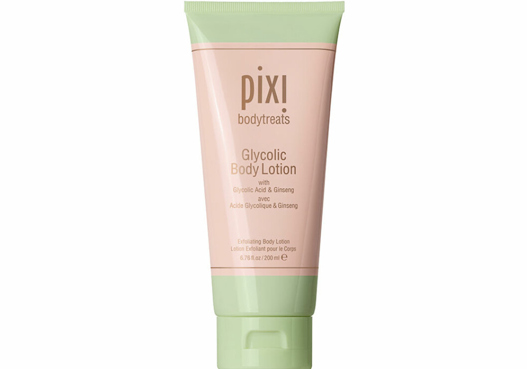 Mjukgörande bodylotion från Pixi som ska motverka symptom av Kirastosis Pilaris.