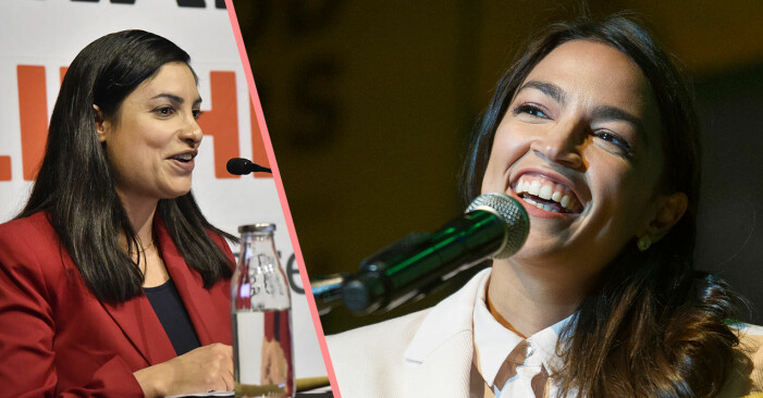 Nooshi Dadgostar till vänster och Alexandra Ocasio-Cortez till höger. Foto: TT Nooshi Dadgostar och Alexandra Ocasio-Cortez.