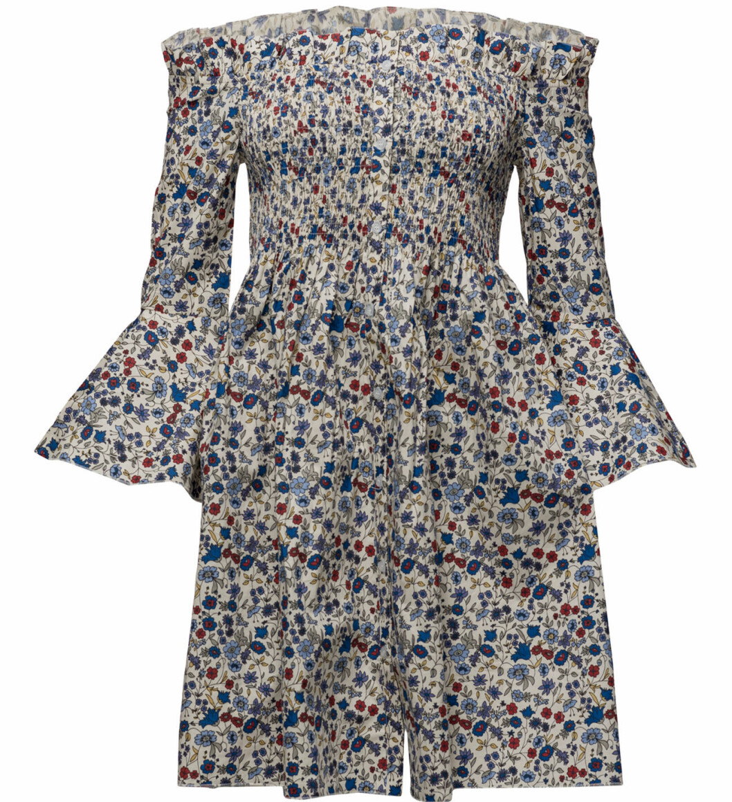 off shoulder blommig klänning