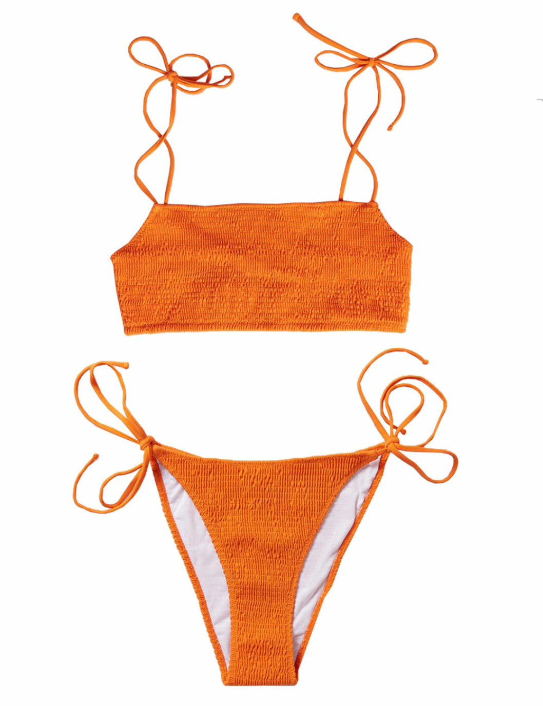 Orange bikini med smock och knytband för dam till 2020