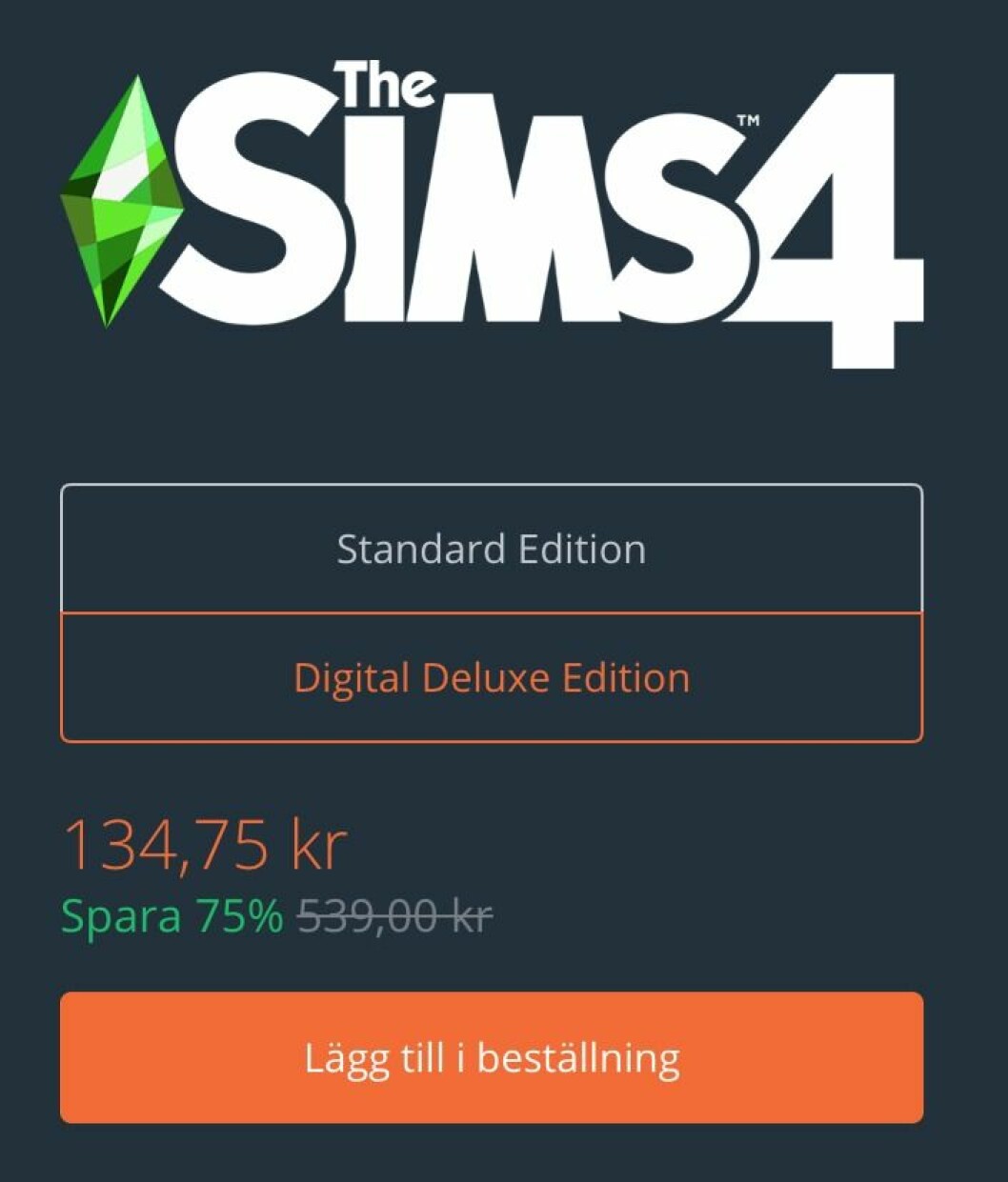 Unnar mig Digital Deluxe Edition, för det är jag värd!!! Origin The Sims 4