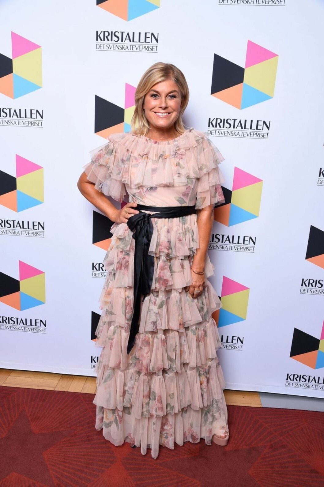 Pernilla Wahlgren. Pernilla Wahlgren på röda mattan på Kristallen 2020