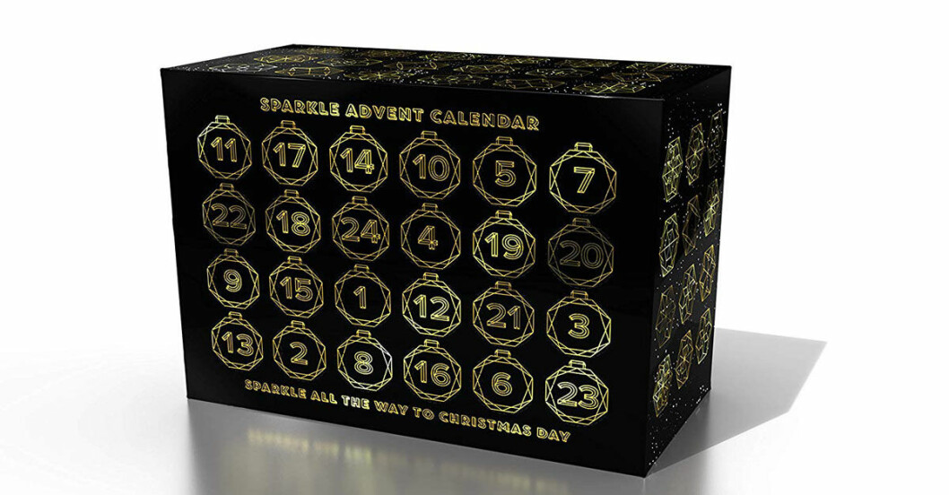 Så här ser den ut när man ännu inte har öppnat någon lucka. Adventskalender med prosecco.