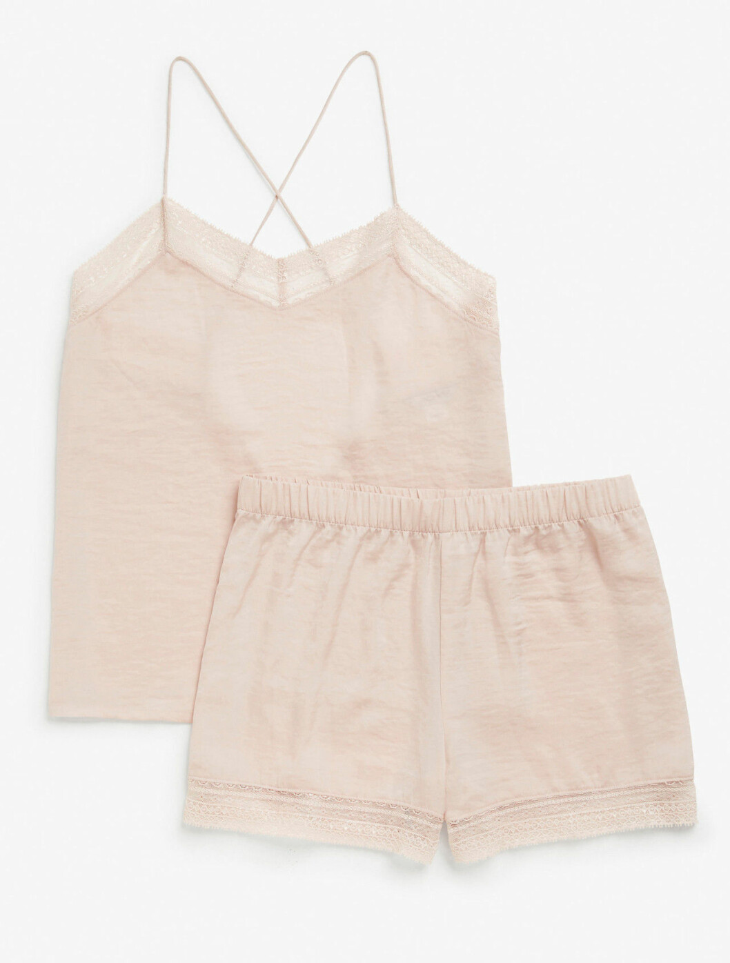 Rosa pyjamas med linne och shorts