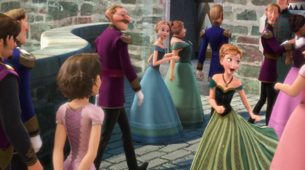 Rapunzel och Flynn på bal i Frost