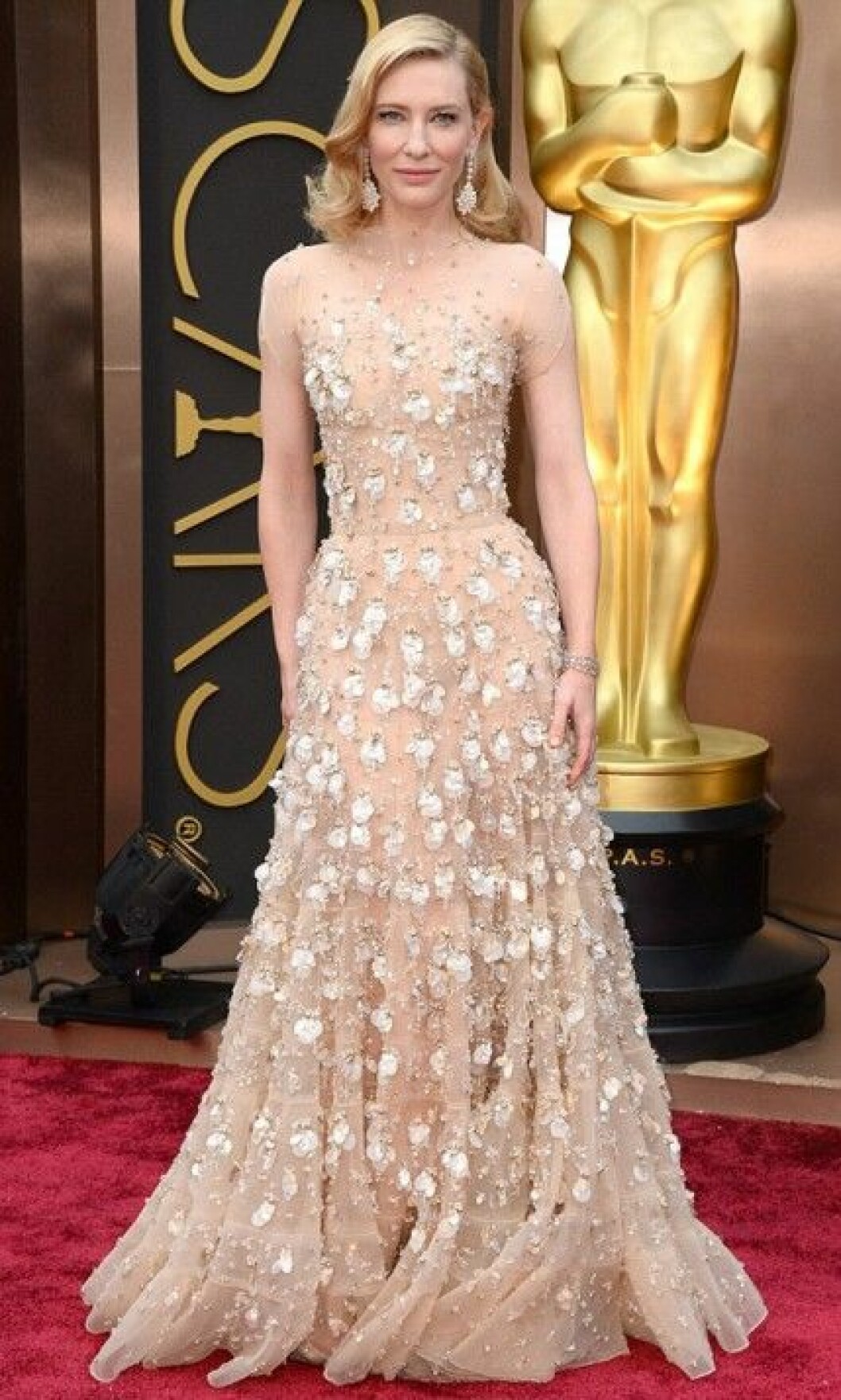 Cate Blanchett med armarna rakt ner. Cate Blanchett med armarna rakt ner.