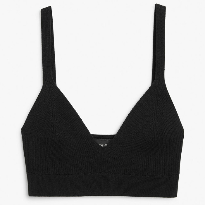 svart ribbad bralette
