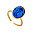 guldig ring med en stor blå sten